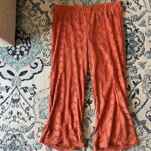 Pink Coconut Boutique Lace Orange Wide Leg Pants Size XXL